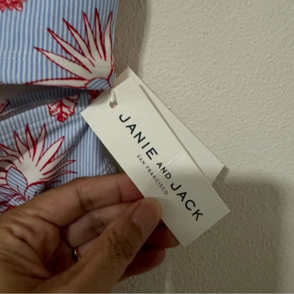 Janie & Jack Sky Blue Floral Stripe Floral Stripe Rash Guard Set Swim NWT 3-6mo